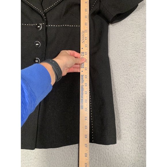 Vintage Sag Harbor Pants Suit Black Short Sleeves Lined Elastic Size 8 Polyester - Picture 3 of 16